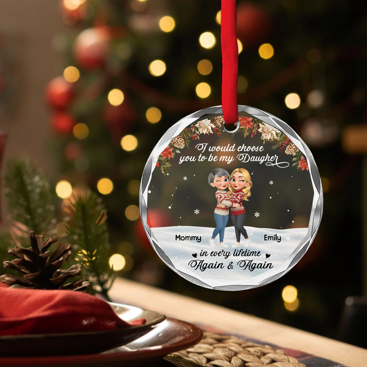 My Daughter My Eternal Gift - Personalized Custom Glass Ornament - Image 3