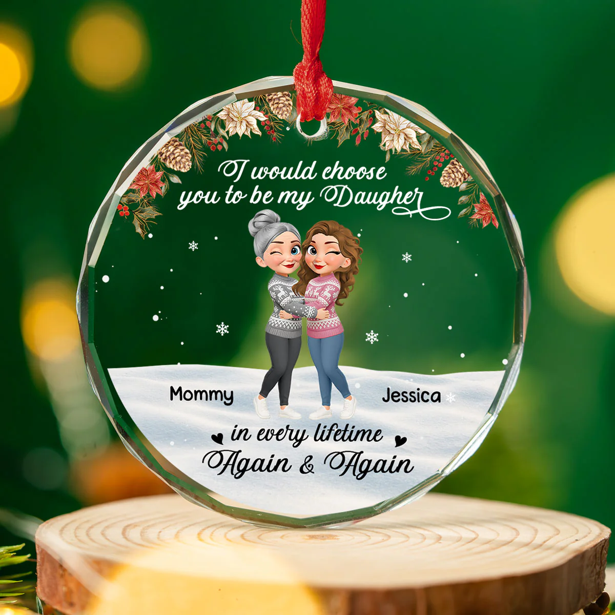 My Daughter My Eternal Gift - Personalized Custom Glass Ornament - Image 4