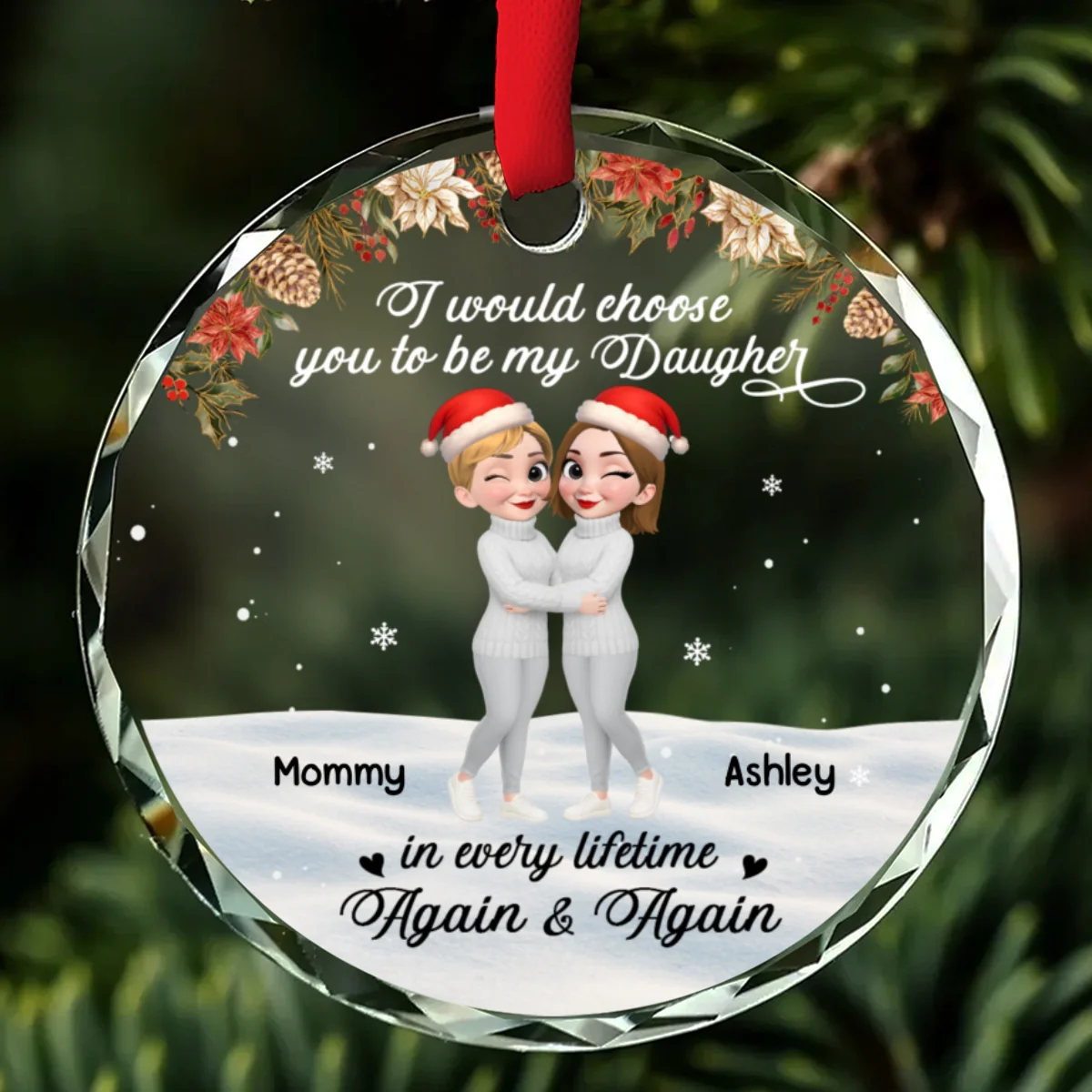 My Daughter My Eternal Gift - Personalized Custom Glass Ornament - Image 6