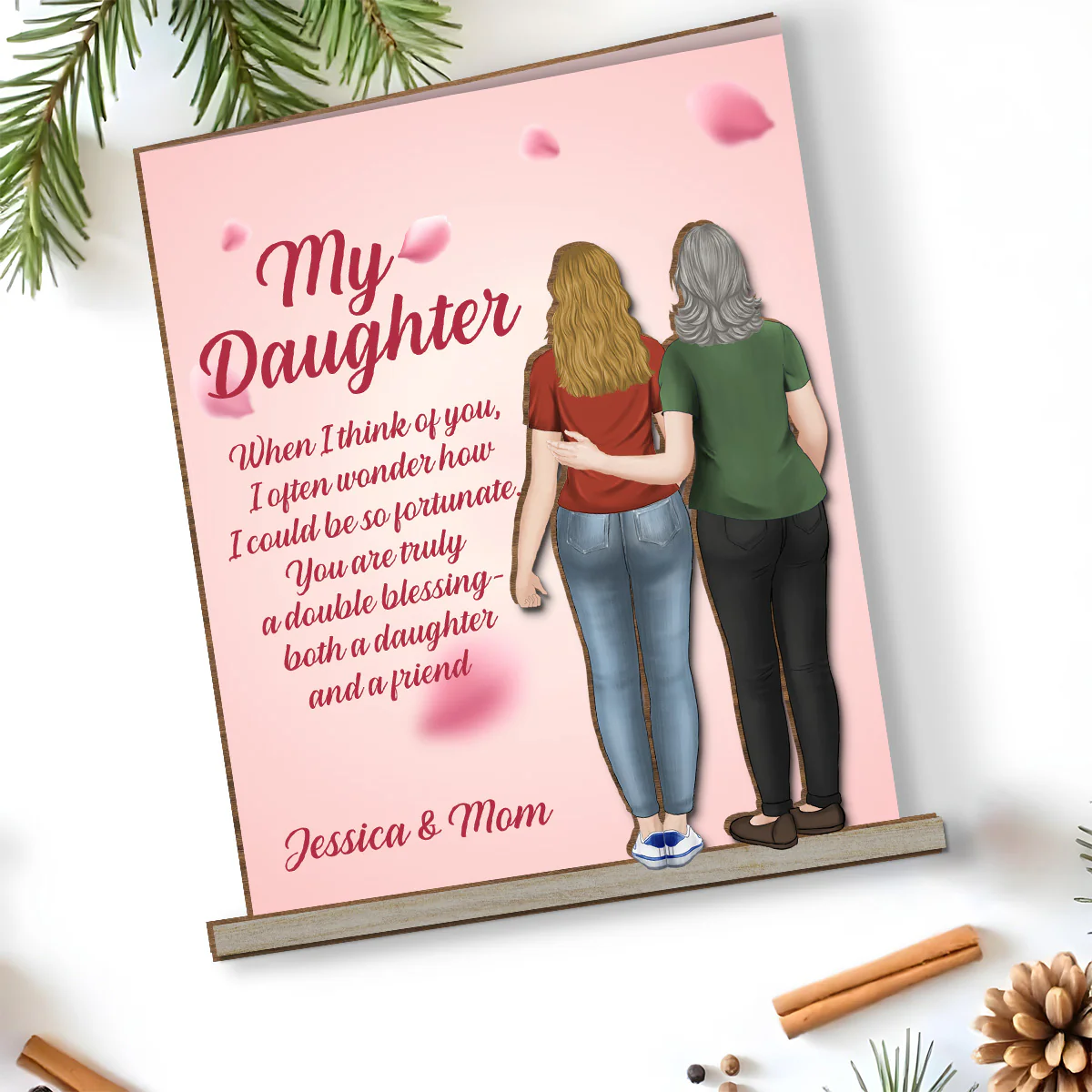 My Daughter My Friend - Personalized Custom 2-Layer Wood Plaque With Flat Base - Image 4