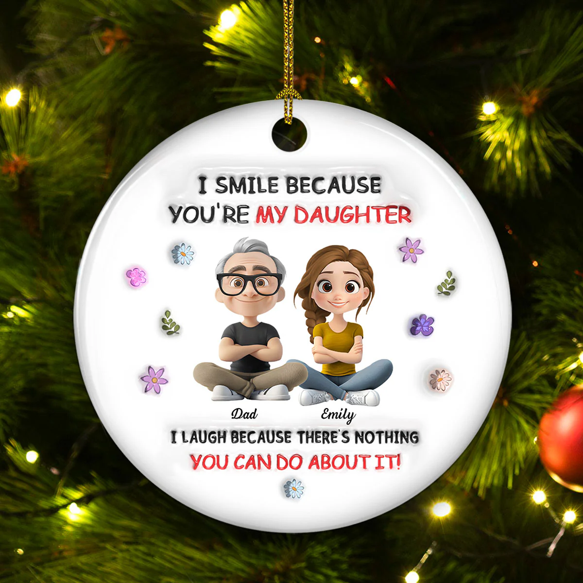My Daughter - Personalized Custom 3D Inflated Effect Ceramic Ornament - Image 3