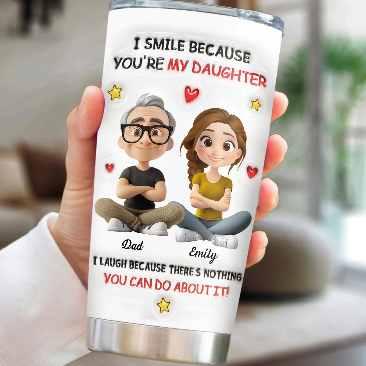My Daughter - Personalized Custom 3D Inflated Effect Tumbler - Image 2