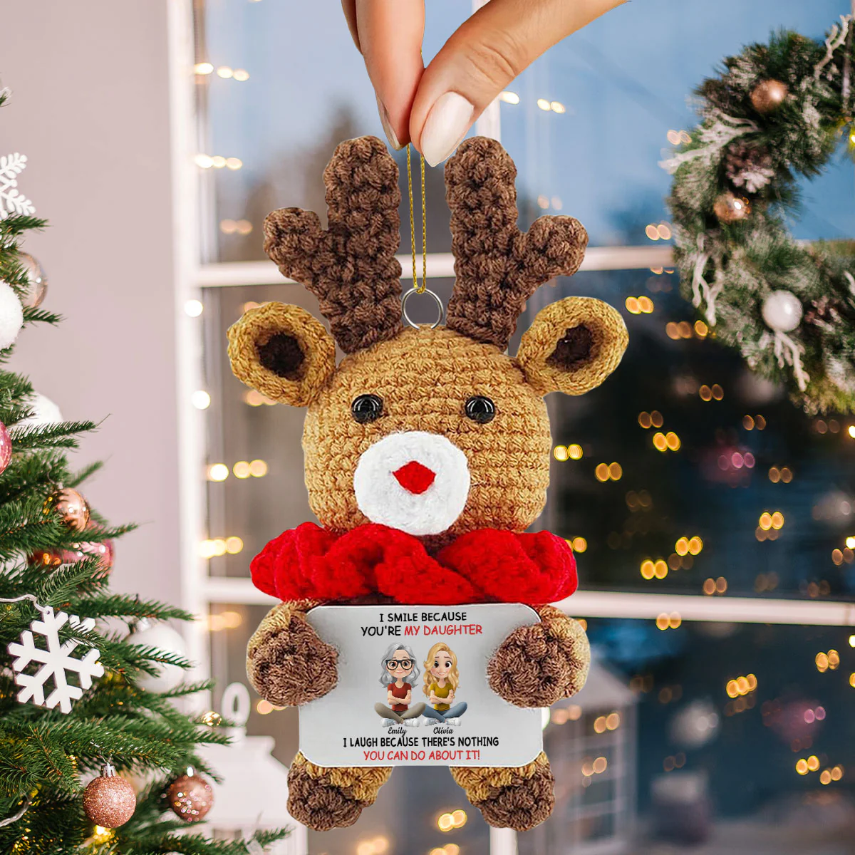 My Daughter - Personalized Custom Deer Crocheted Ornament - Image 3
