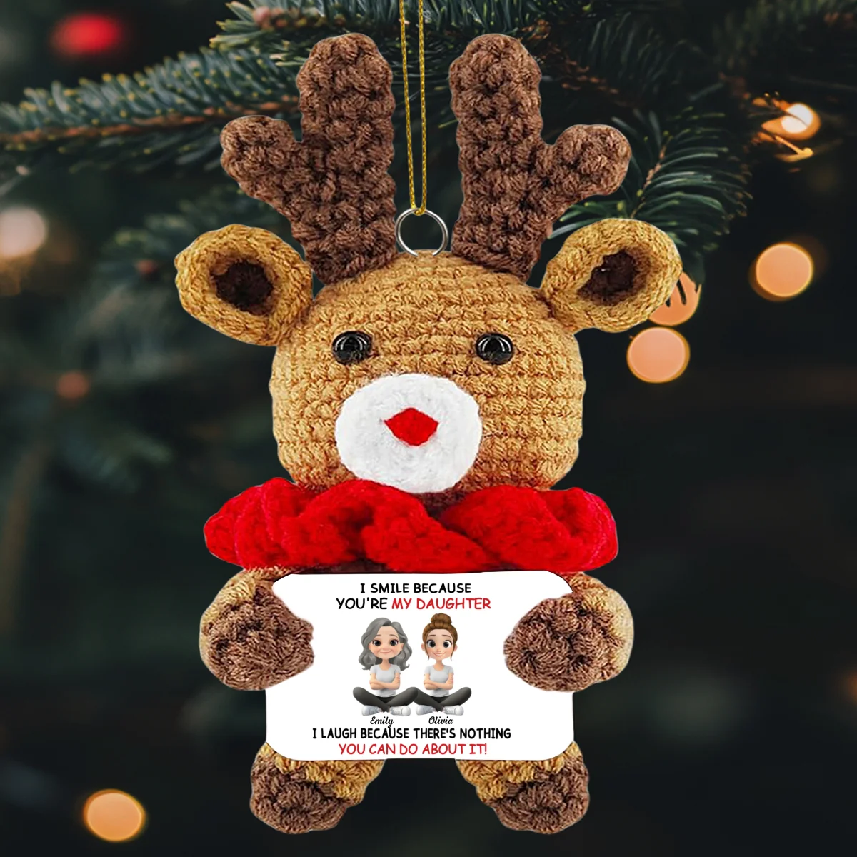 My Daughter - Personalized Custom Deer Crocheted Ornament - Image 5