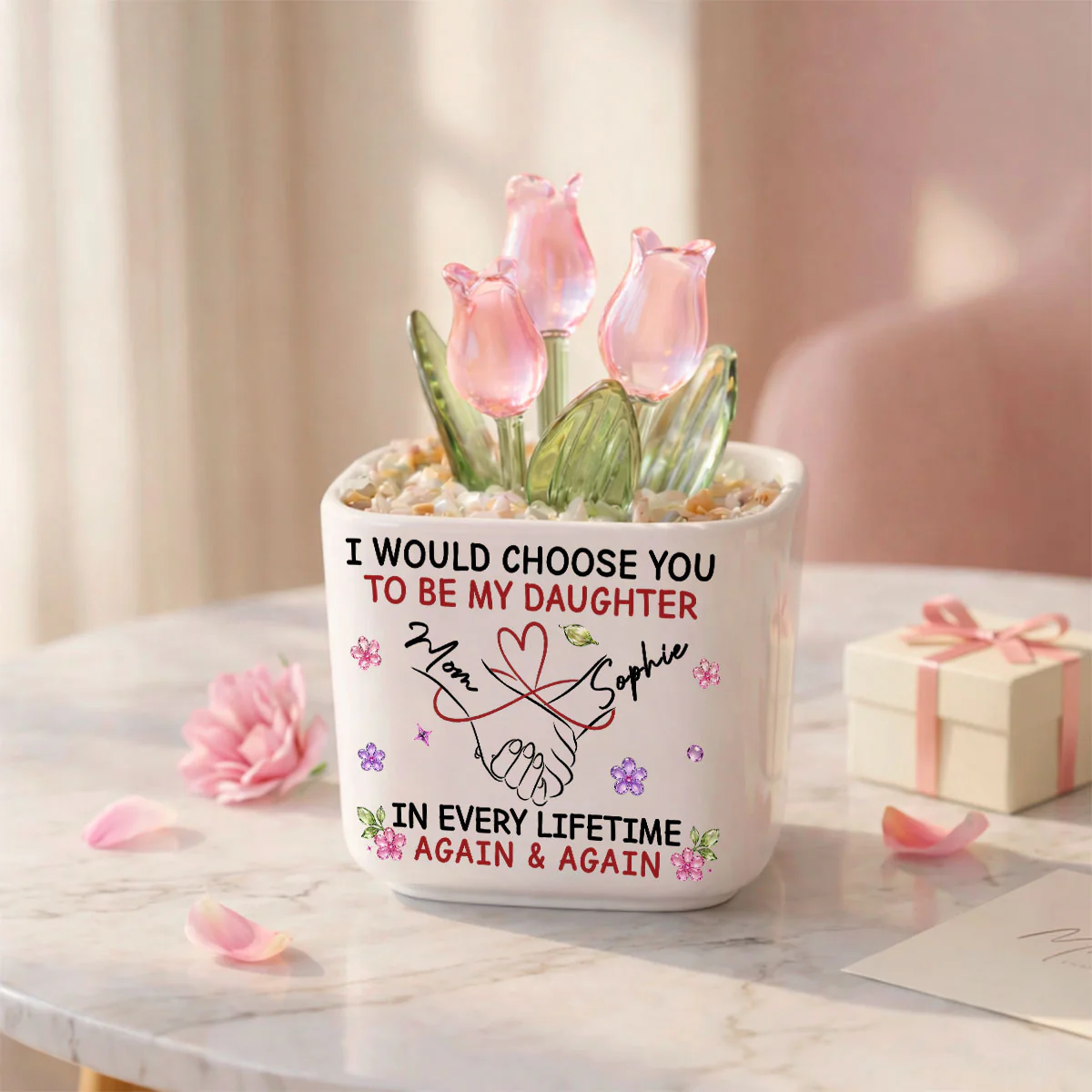 My Daughter - Personalized Custom Glass Everlasting Tulips - Image 4