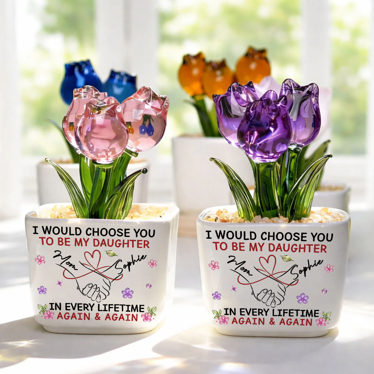 My Daughter - Personalized Custom Glass Everlasting Tulips - Image 5