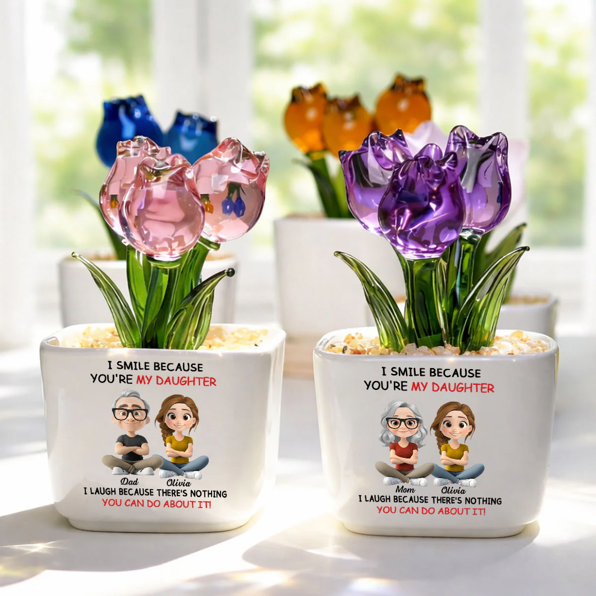 My Daughter - Personalized Custom Glass Everlasting Tulips - Image 2