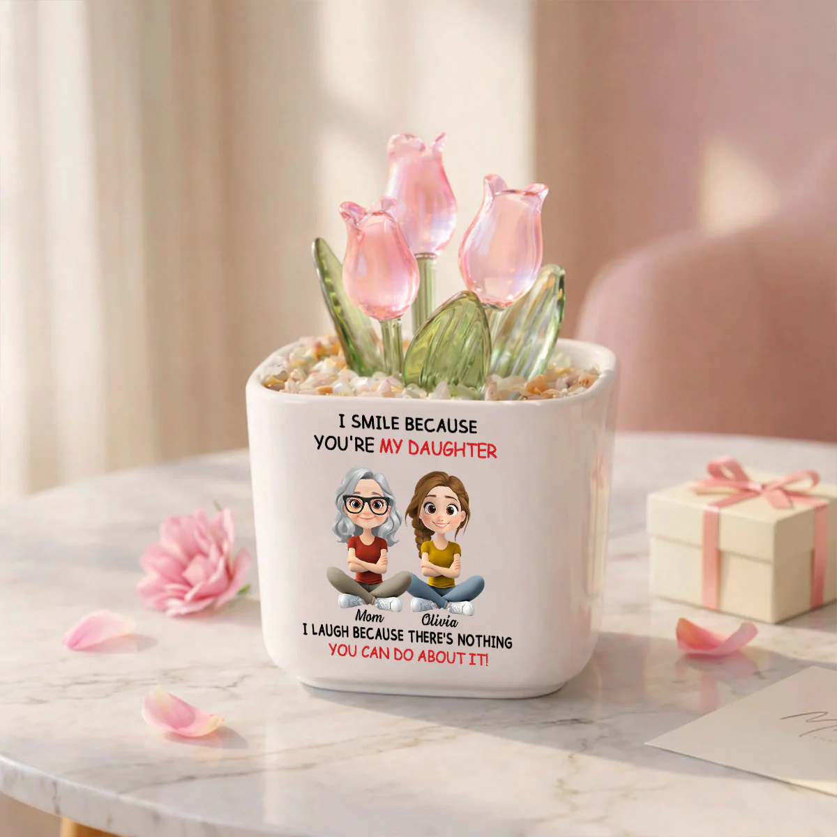 My Daughter - Personalized Custom Glass Everlasting Tulips - Image 6