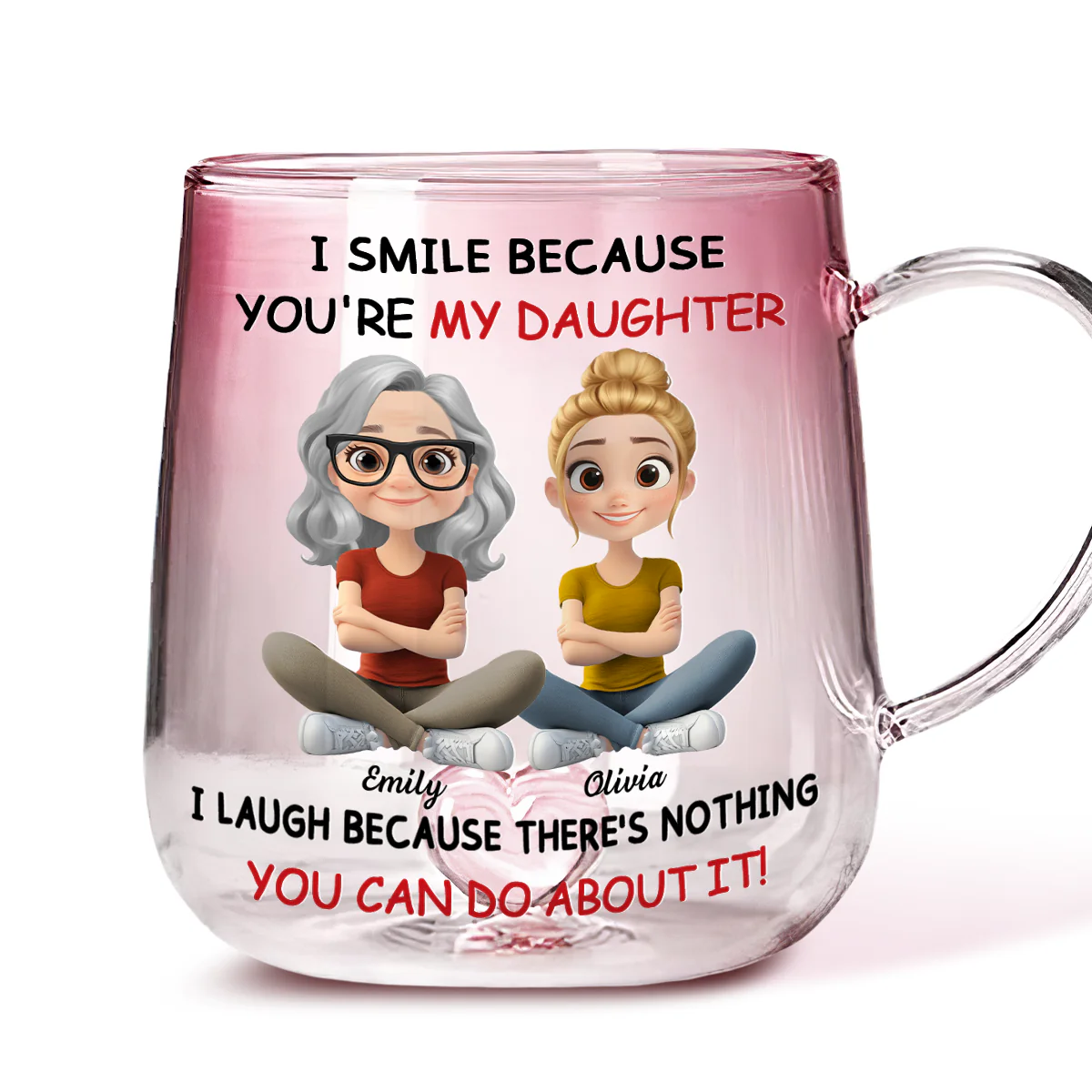 My Daughter - Personalized Custom Pink Gradient Glass Mug - Image 2