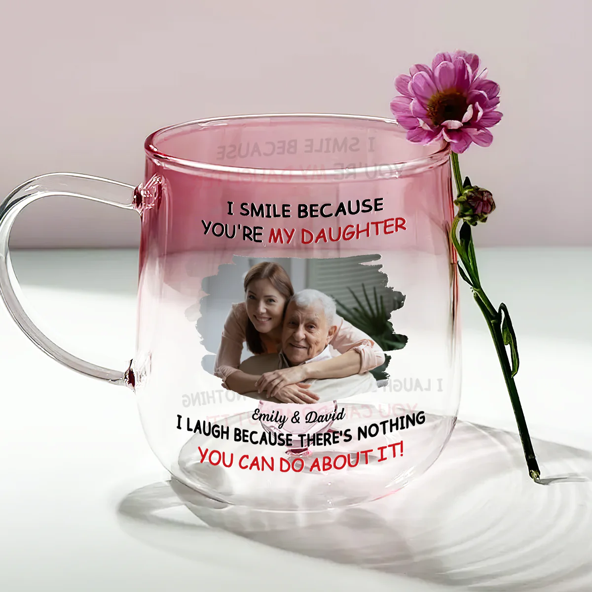My Daughter Photo - Personalized Custom Pink Gradient Glass Mug - Image 2