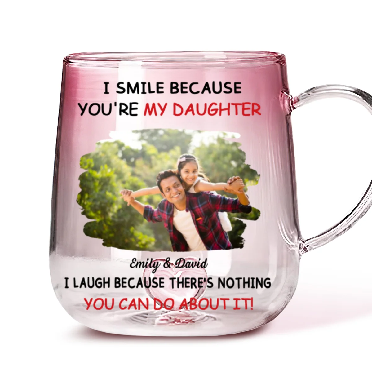 My Daughter Photo - Personalized Custom Pink Gradient Glass Mug - Image 4