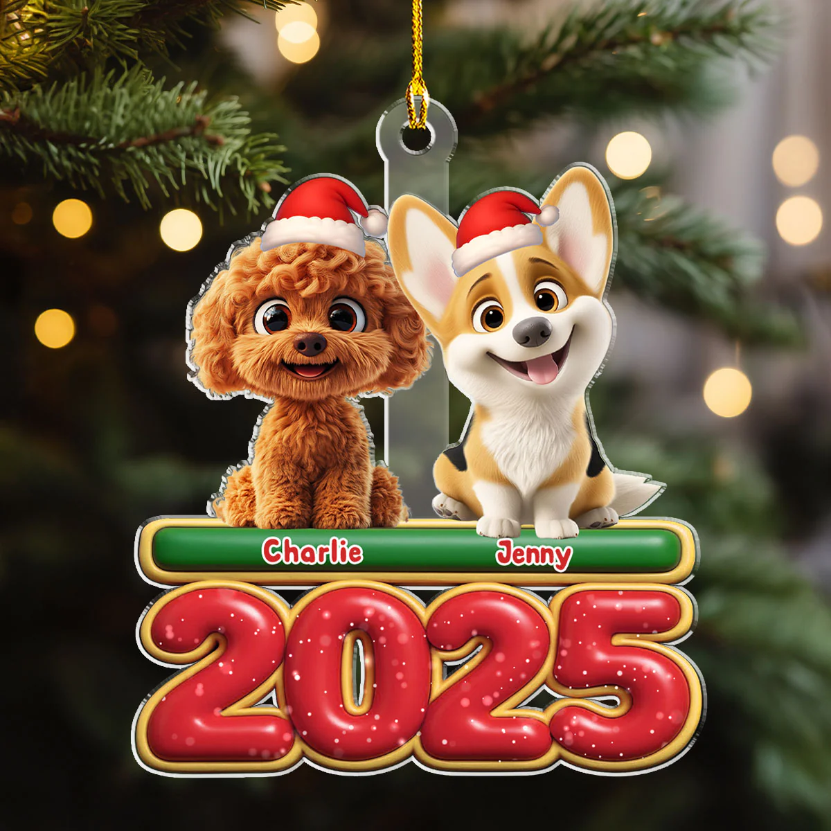 My Dog Is Here - Personalized Custom Acrylic Ornament - Image 2