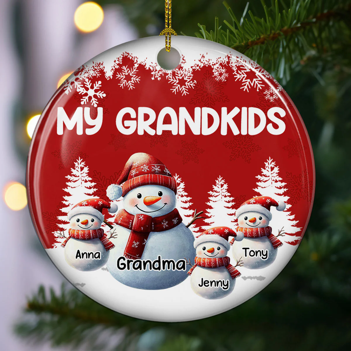 My Fav People Call Me Grandma - Personalized Custom Ceramic Ornament - Image 2