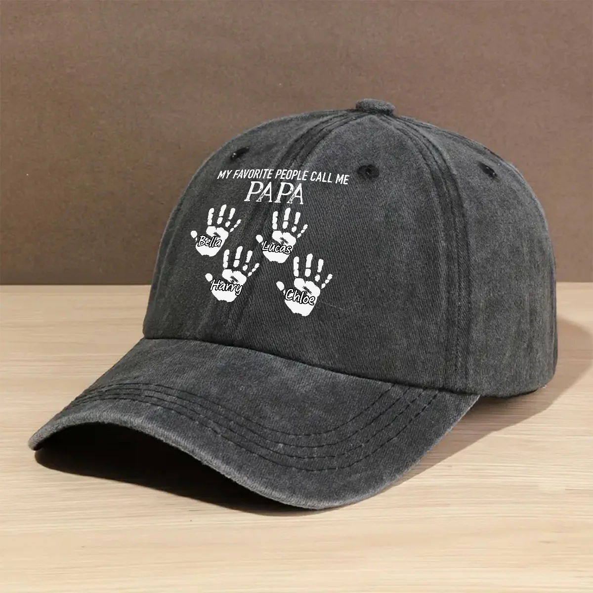 My Fav People Call Me Grandpa - Personalized Custom Vintage Washed Denim Cap - Image 2