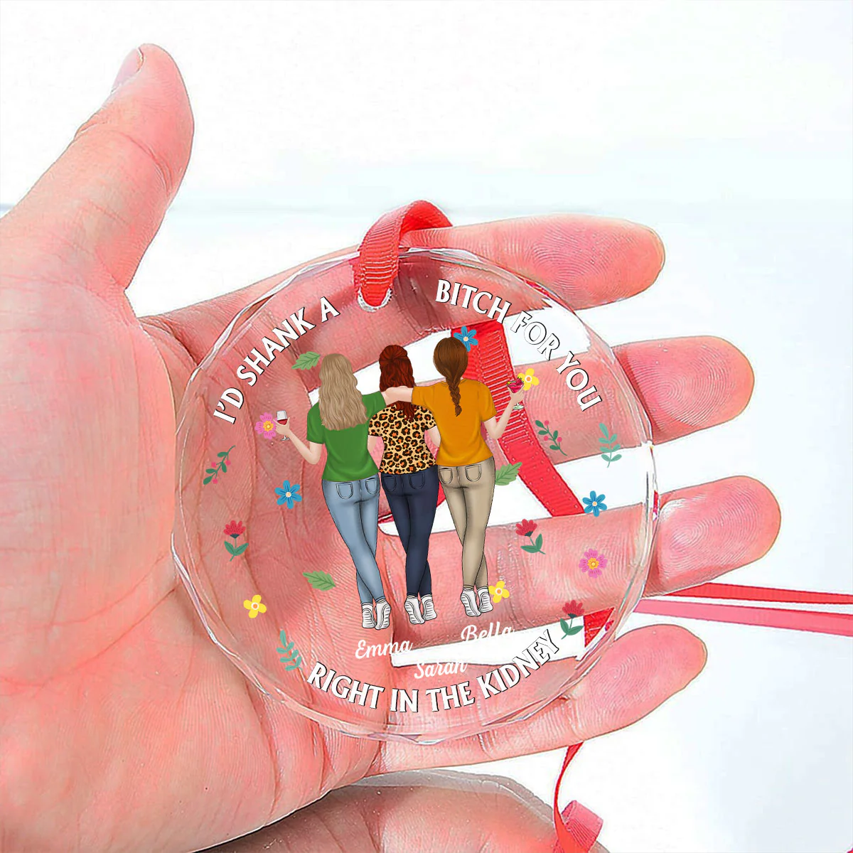 My Favorite Besties - Personalized Custom Glass Ornament - Image 3