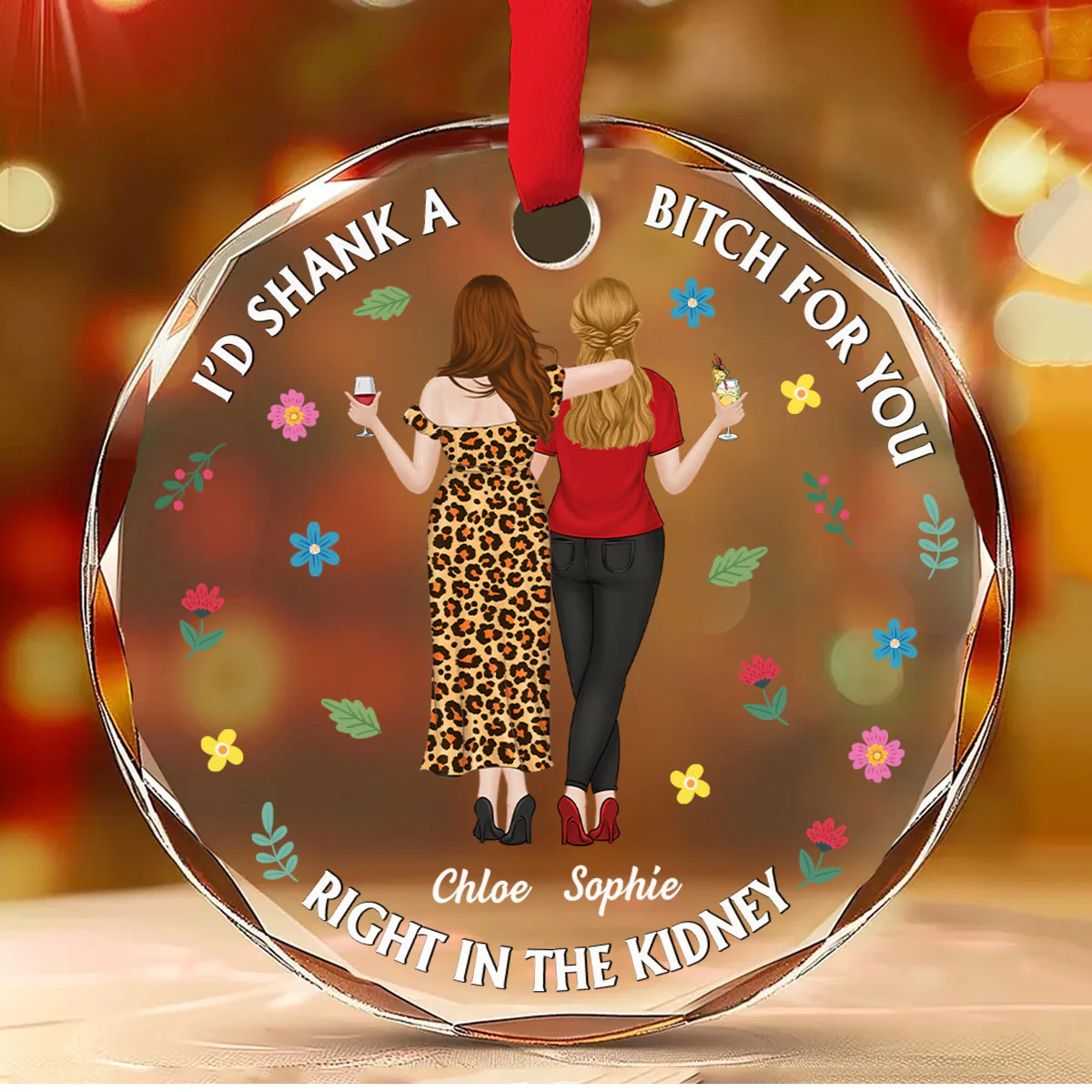 My Favorite Besties - Personalized Custom Glass Ornament - Image 4