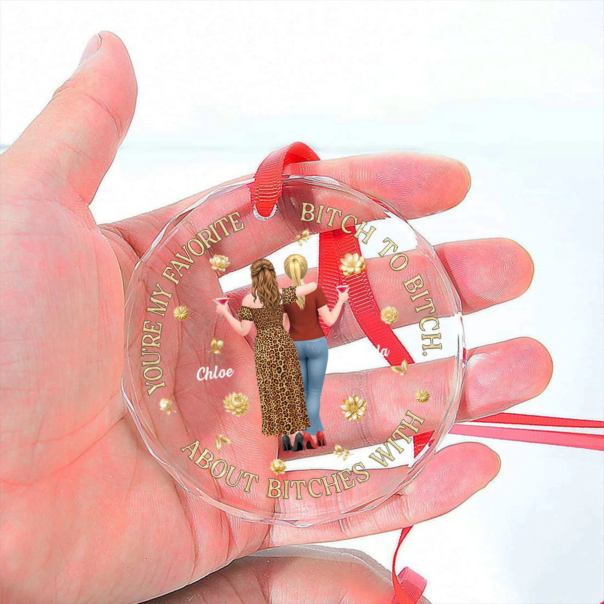 My Favorite Bitch - Personalized Custom Glass Ornament - Image 2
