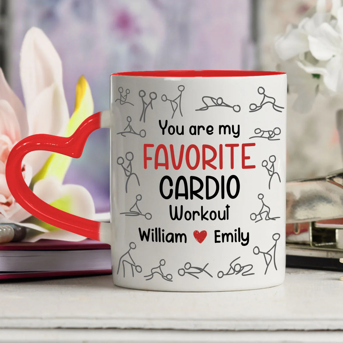 My Favorite Cardio - Personalized Custom Heart Handle Mug - Image 2