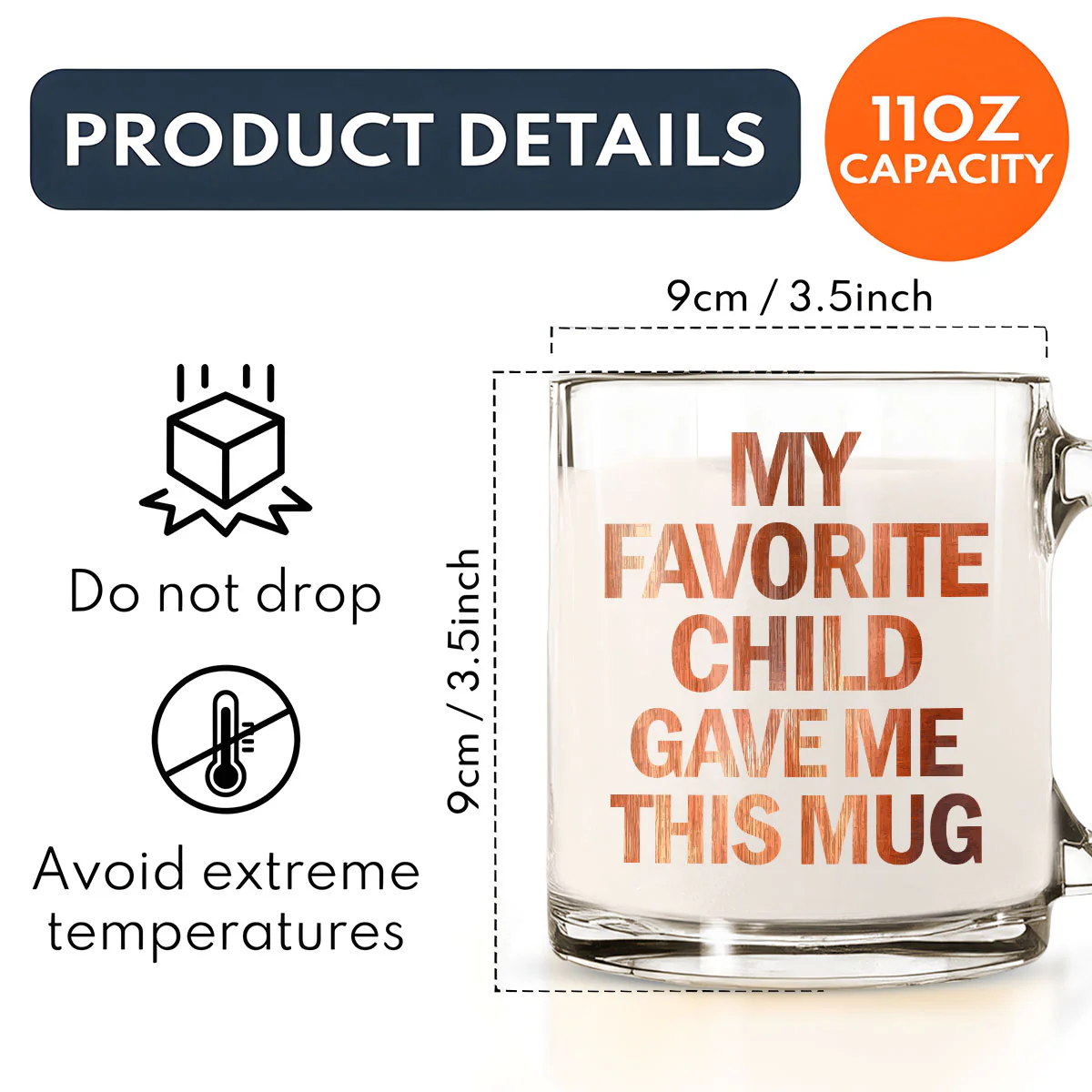 My Favorite Child Gave Me This Mug - Personalized Custom Glass Mug - Image 5