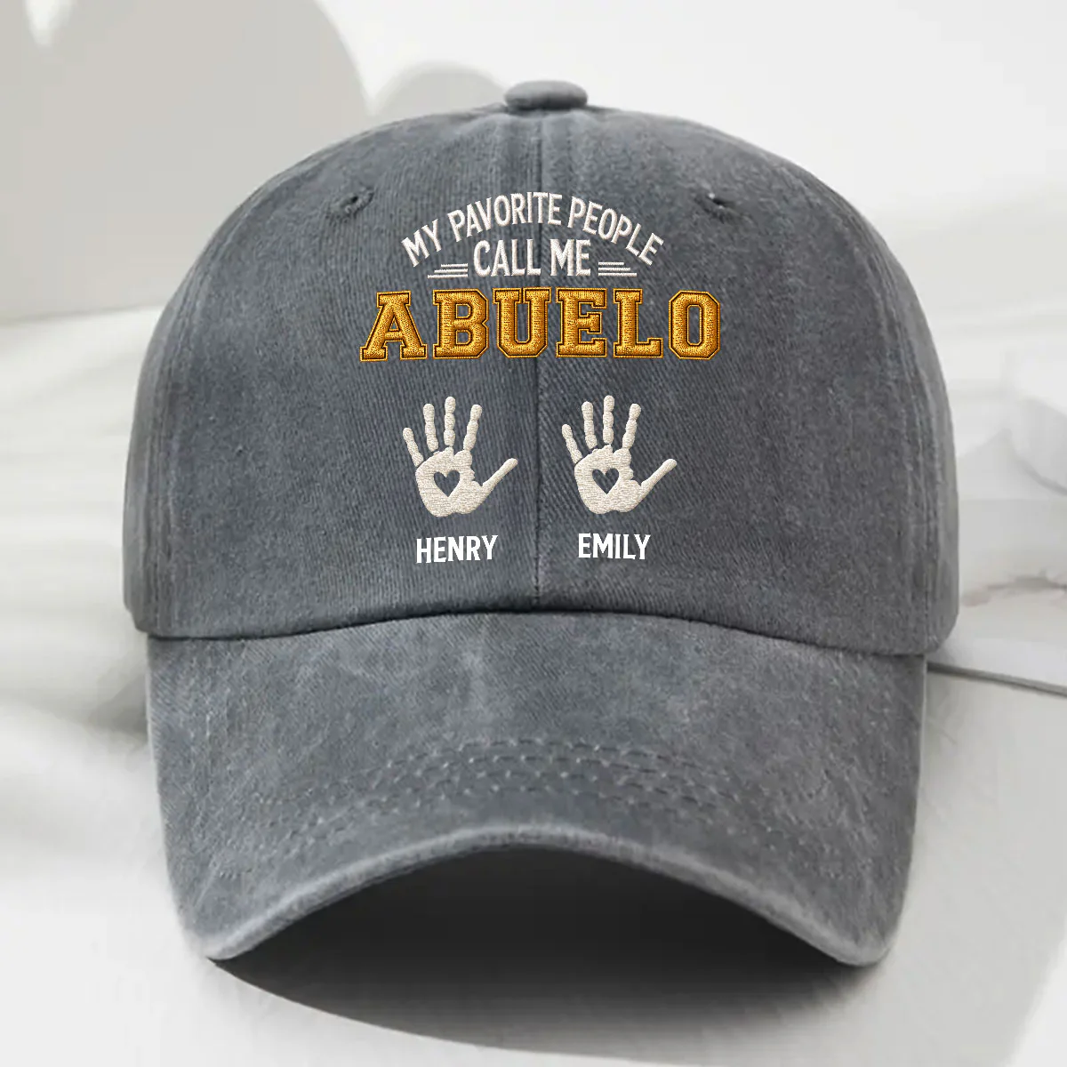 My Favorite Kids Grandkids Call Me - Personalized Custom Vintage Washed Denim Cap - Image 4