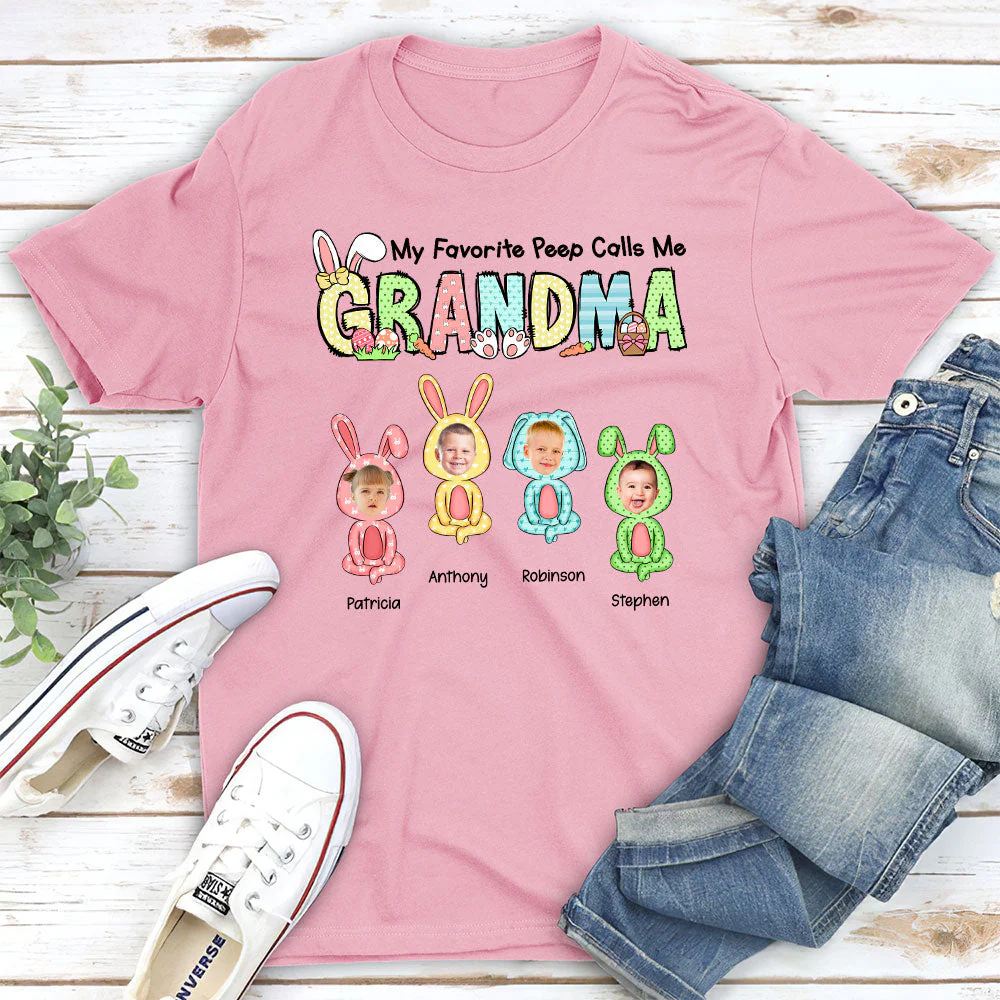 My Favorite Peeps Call Me Grandma - Personalized Custom Unisex T-shirt - Image 3