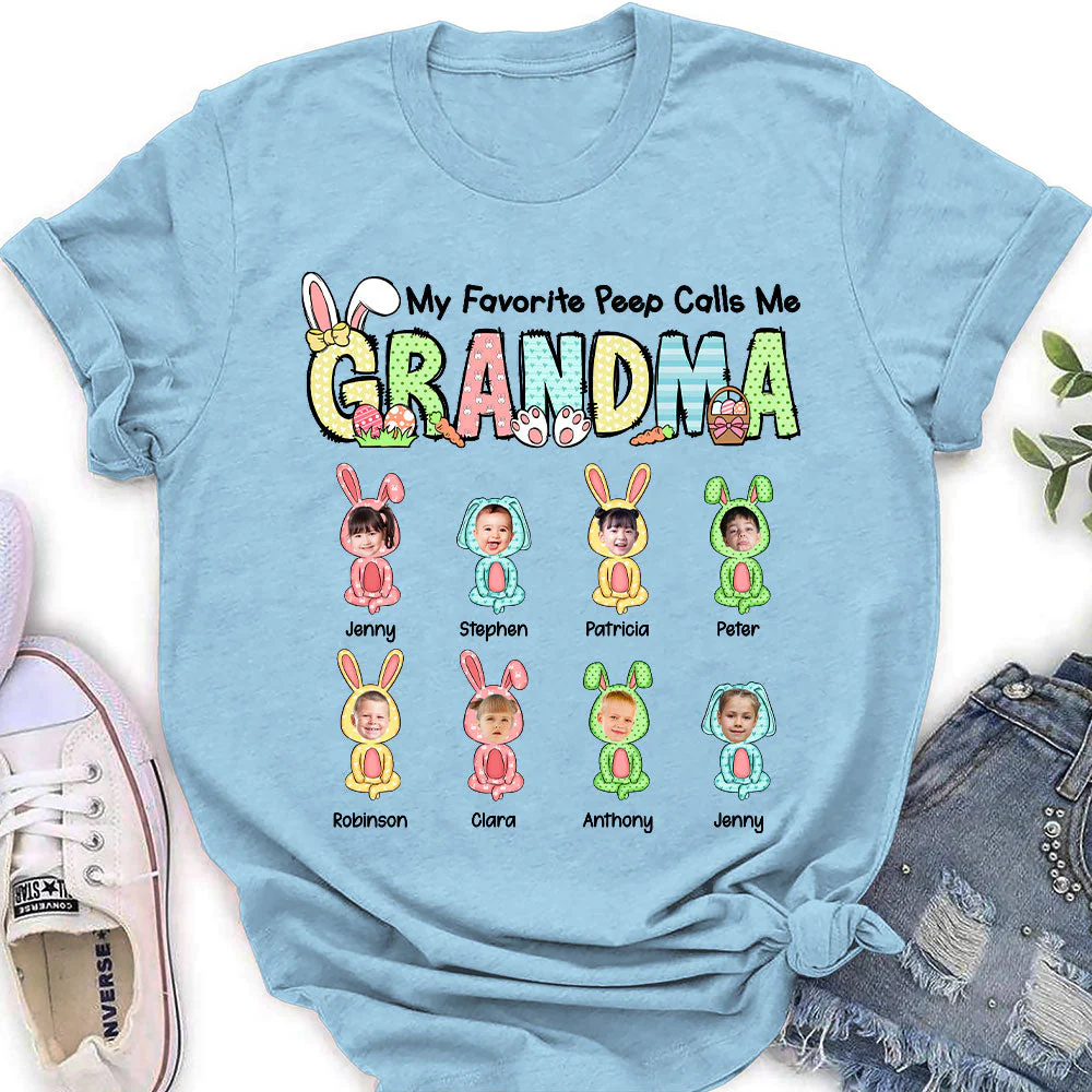 My Favorite Peeps Call Me Grandma - Personalized Custom Women's T-shirt - Image 3