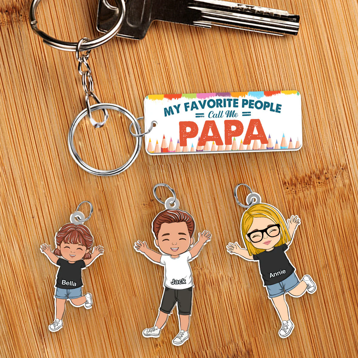 My Favorite People Call Me Daddy - Personalized Acrylic Tag Keychain - Image 2