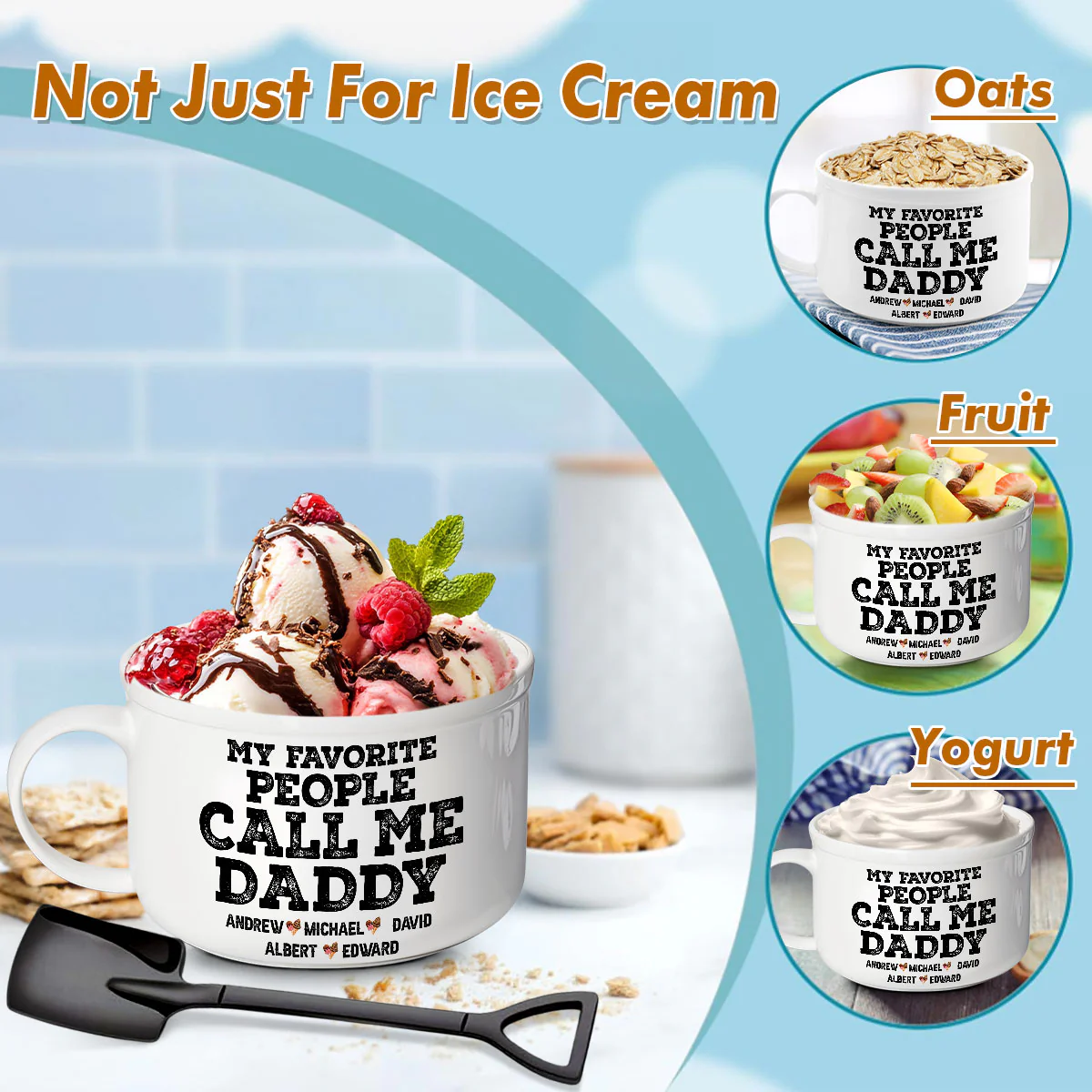 My Favorite People Call Me Daddy - Personalized Custom Ceramic Bowl - Image 5