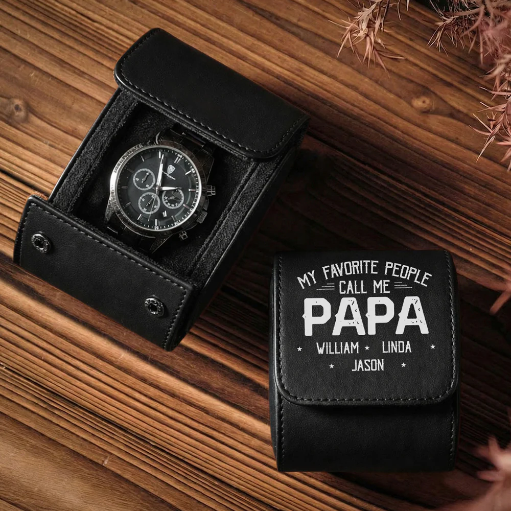 My Favorite People Call Me Daddy - Personalized Custom Leather Watch Case - Image 2