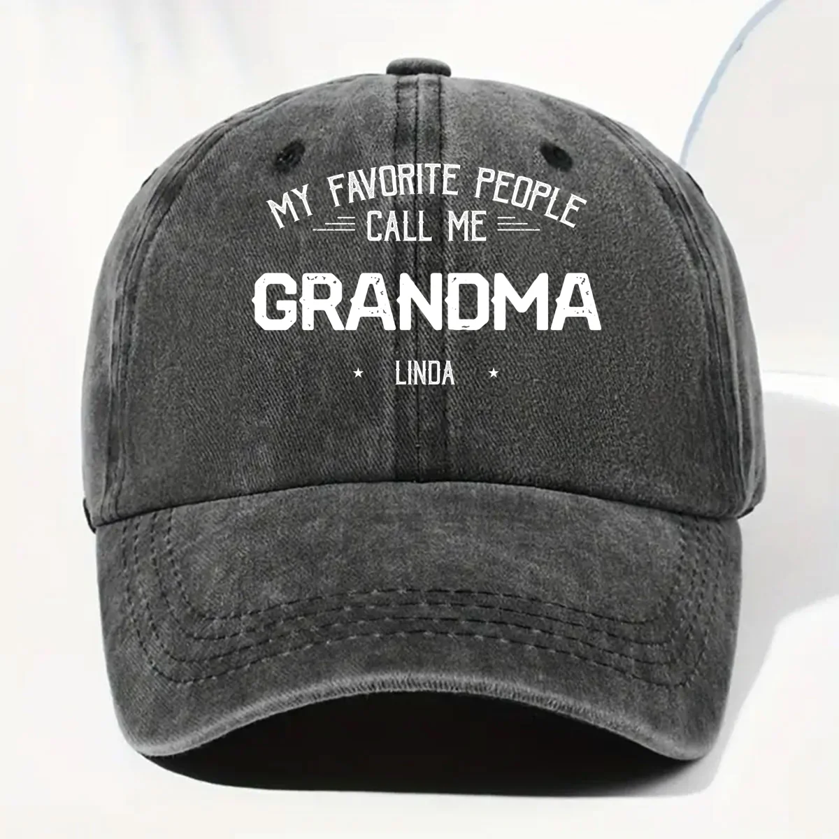 My Favorite People Call Me Grandma Mom - Personalized Custom Vintage Washed Denim Cap - Image 9