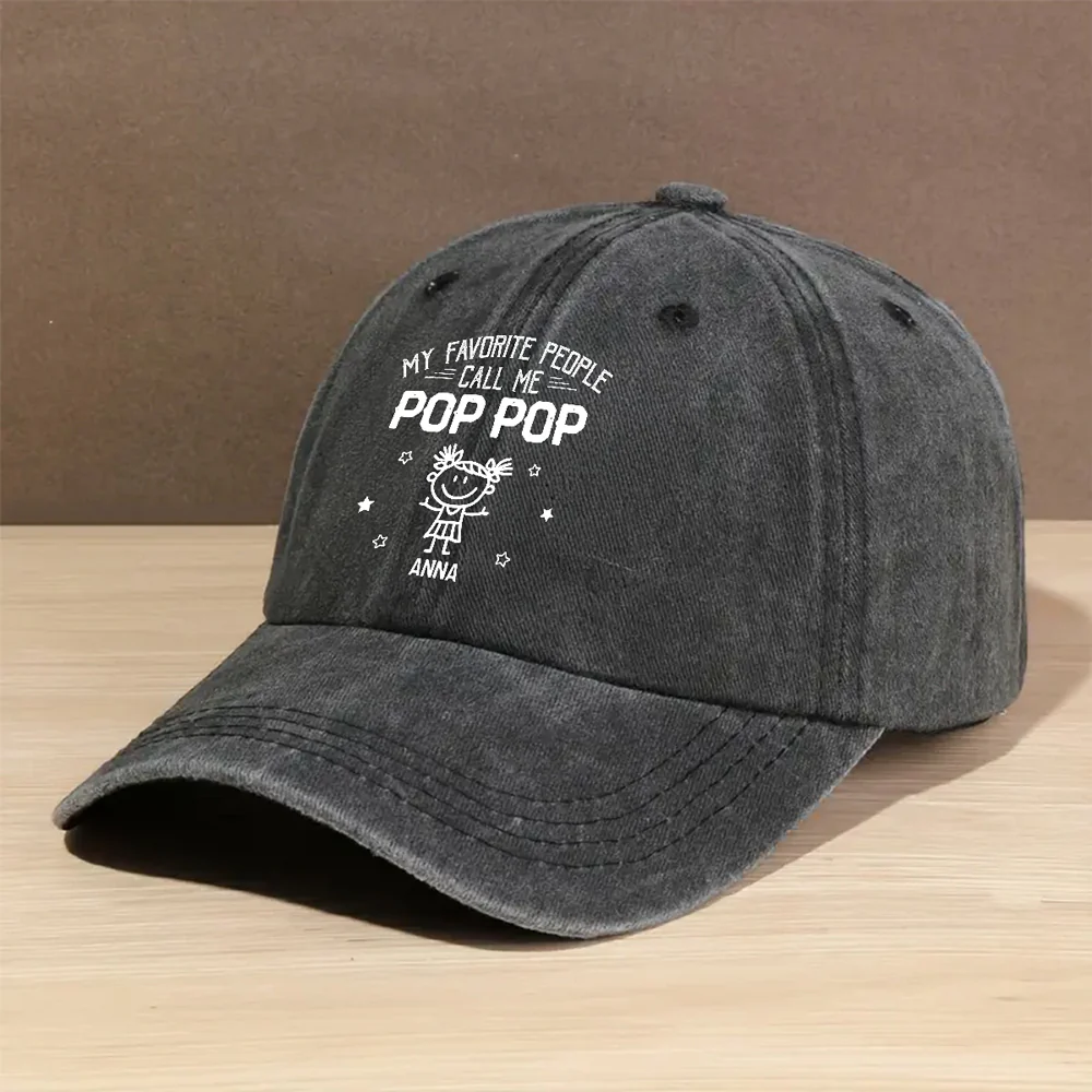 My Favorite People Call Me Legend - Personalized Custom Vintage Washed Denim Cap - Image 2
