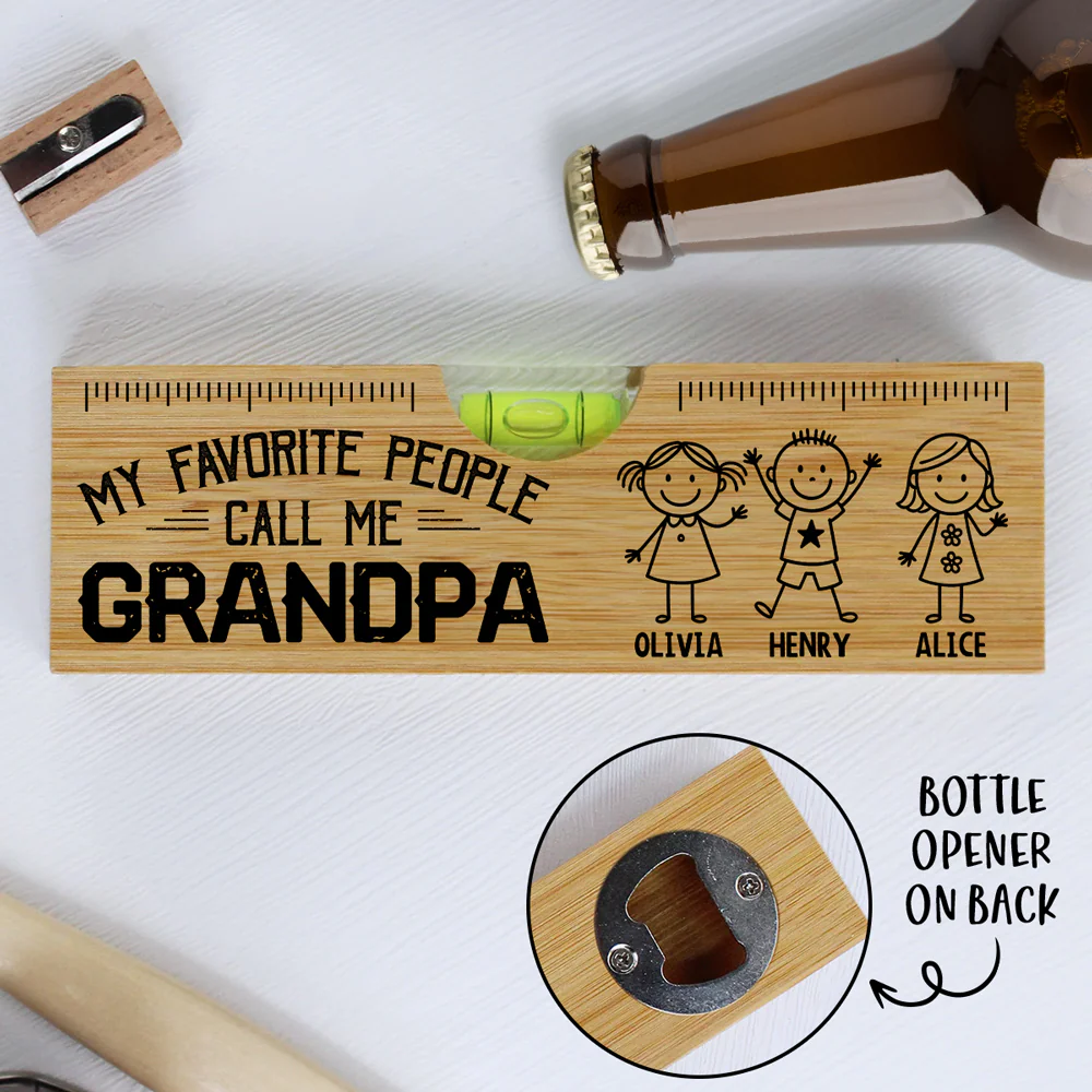 My Favorite People Call Me Legend - Personalized Custom Wooden Spirit Level Bottle Opener