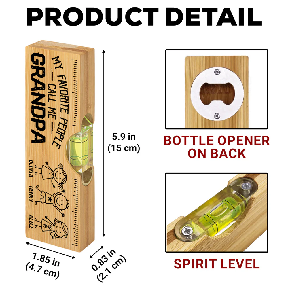 My Favorite People Call Me Legend - Personalized Custom Wooden Spirit Level Bottle Opener - Image 5