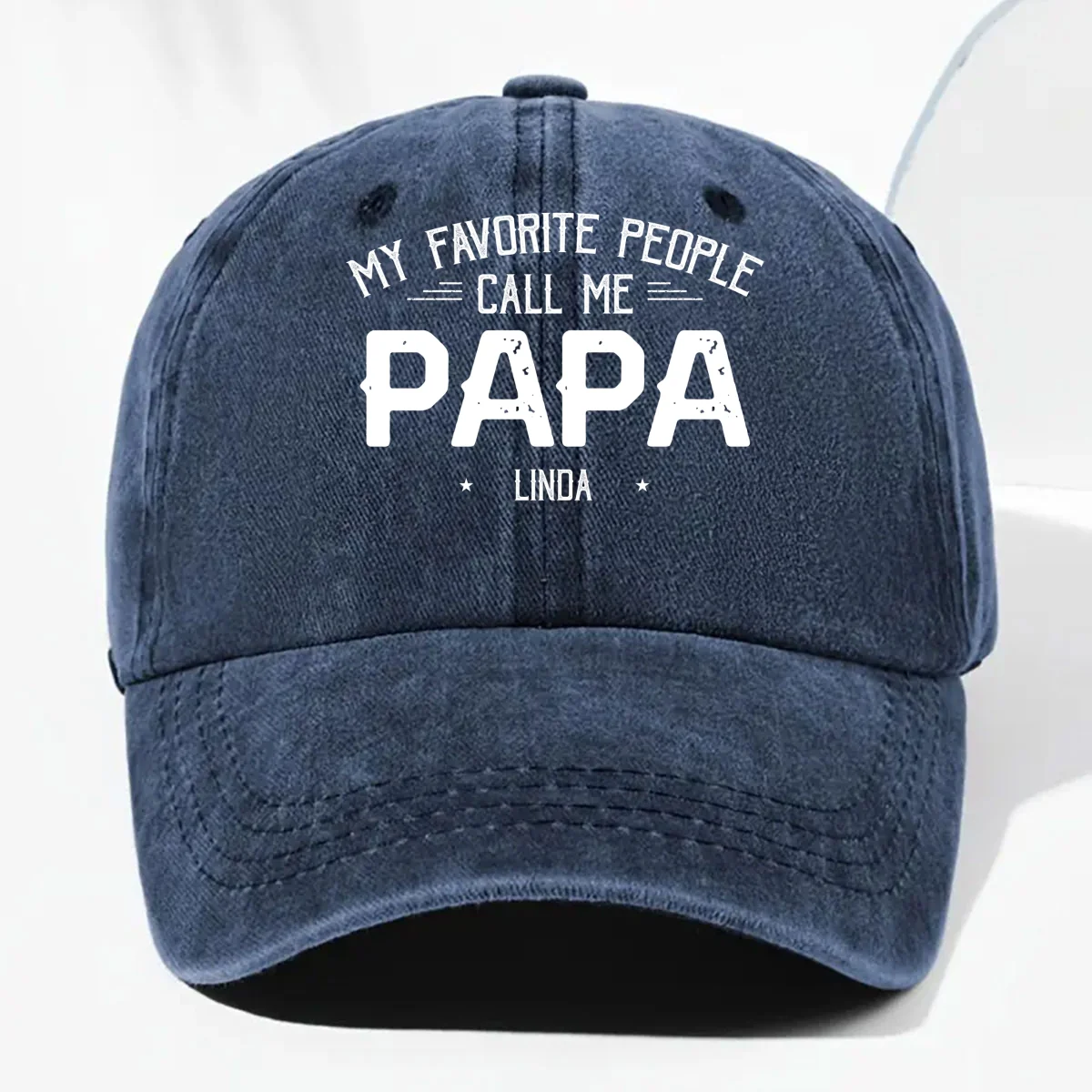 My Favorite People Call Me Love - Personalized Custom Vintage Washed Denim Cap - Image 11