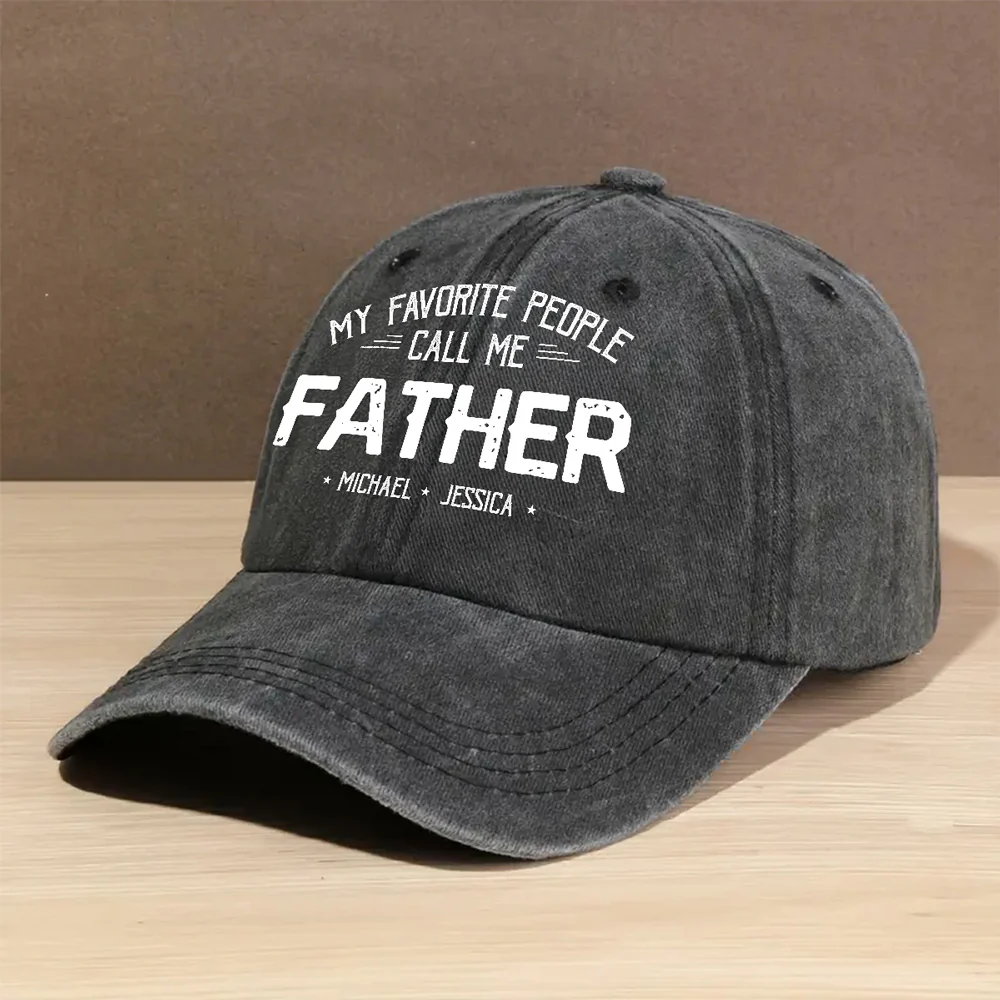 My Favorite People Call Me Love - Personalized Custom Vintage Washed Denim Cap - Image 2