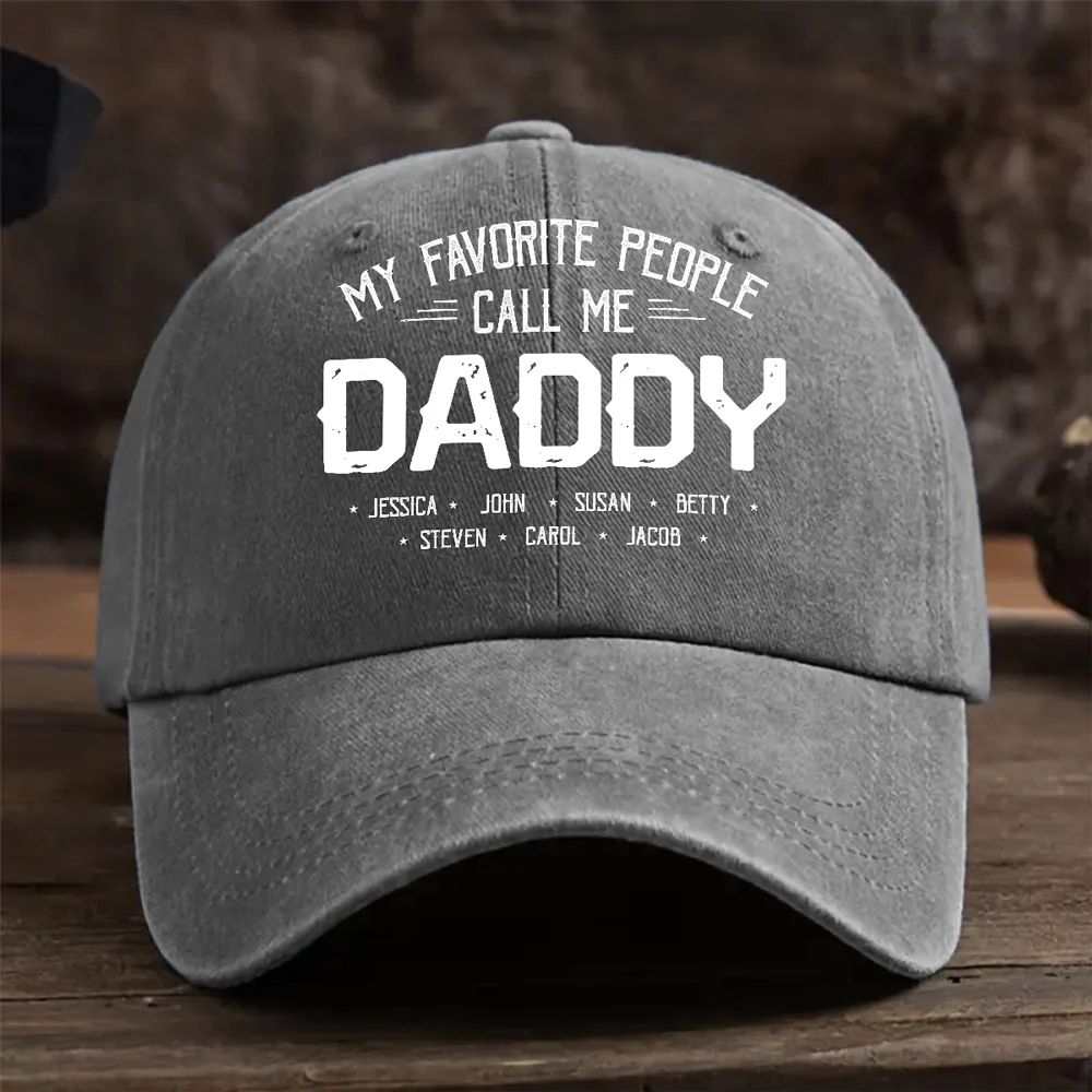 My Favorite People Call Me Love - Personalized Custom Vintage Washed Denim Cap - Image 6