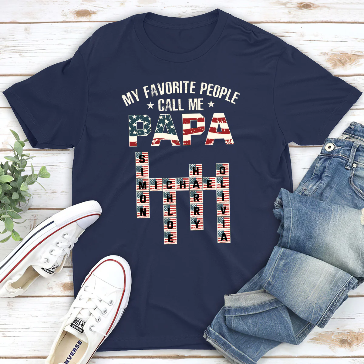 My Favorite People Call Me Papa Crossword - Personalized Custom Shirt - Image 2