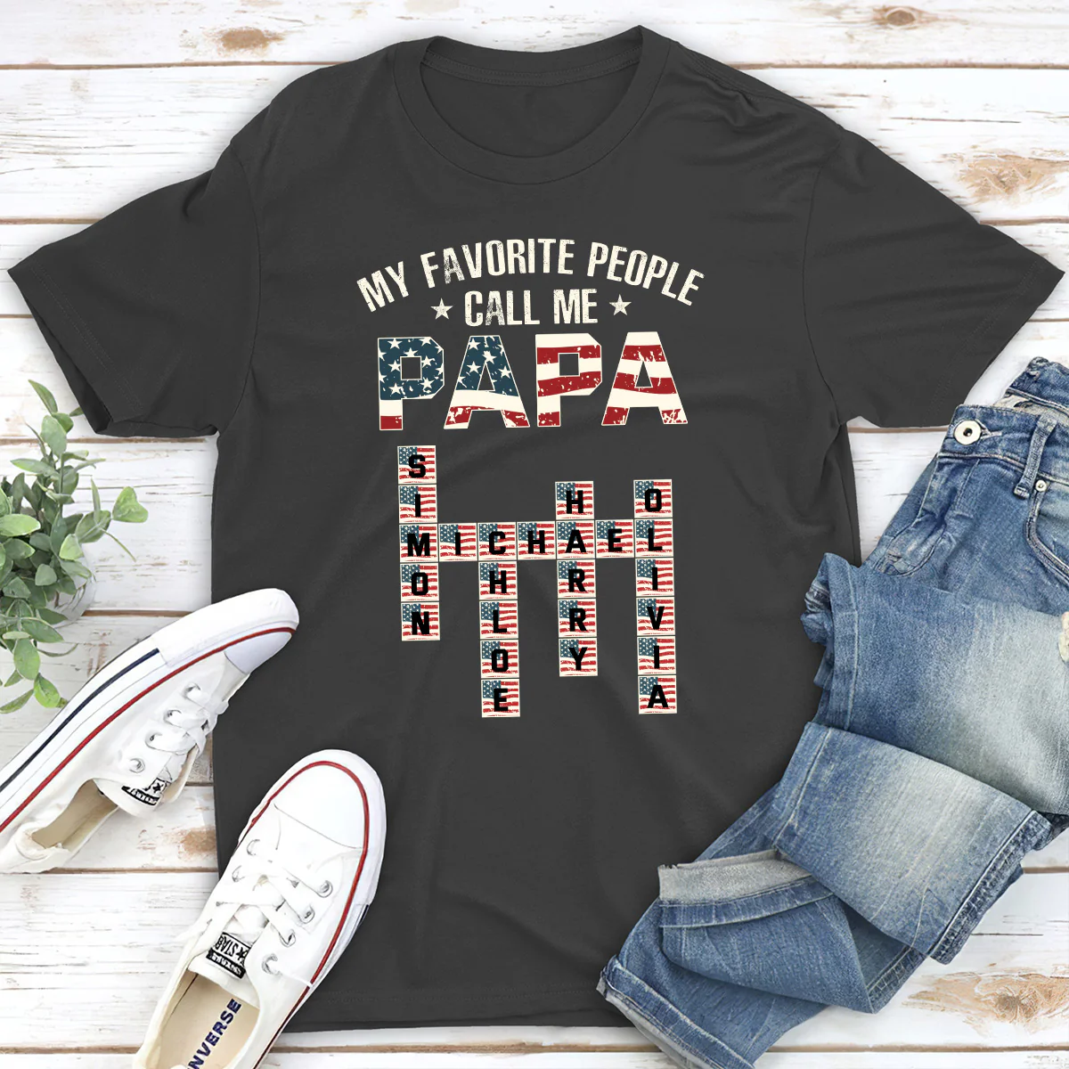 My Favorite People Call Me Papa Crossword - Personalized Custom Shirt - Image 4