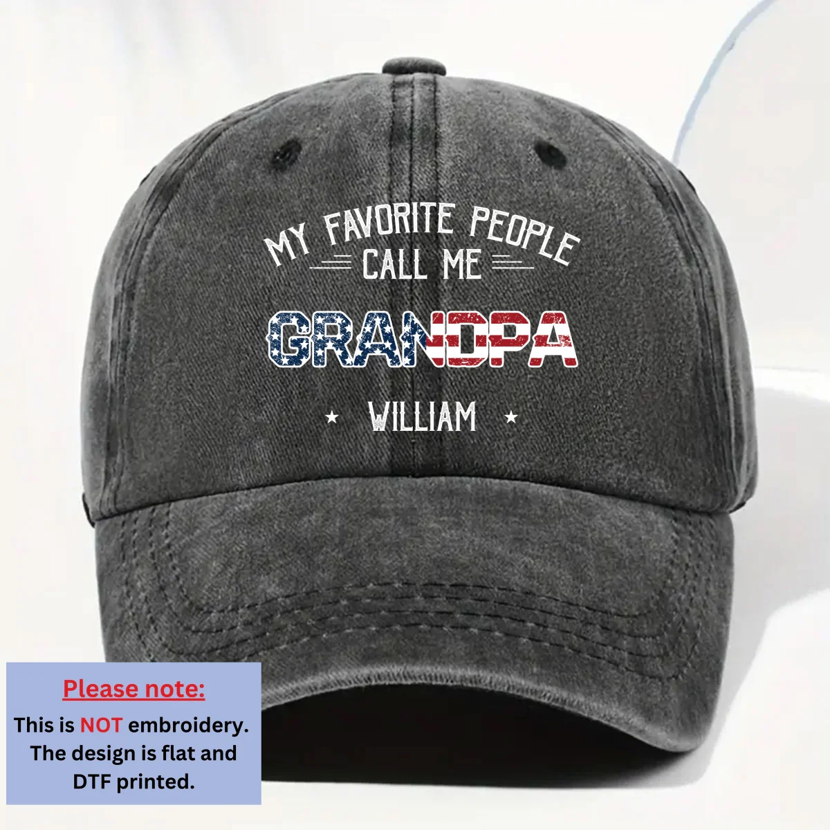 My Favorite People Call Me Papa Dad America - Personalized Custom Vintage Washed Denim Cap - Image 7