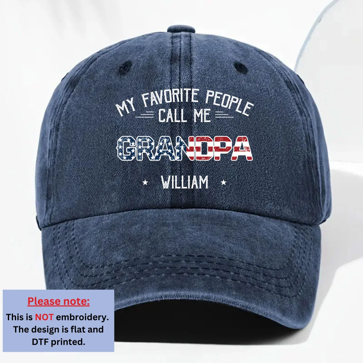 My Favorite People Call Me Papa Dad America - Personalized Custom Vintage Washed Denim Cap - Image 9