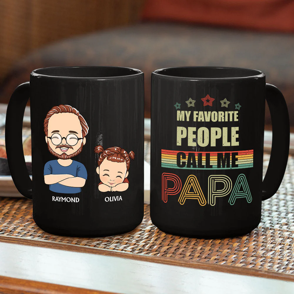 My Favorite People Call Me Papa - Personalized Custom Coffee Mug - Image 5