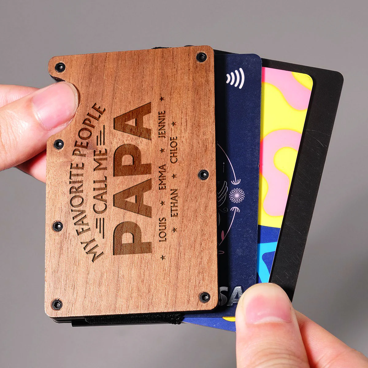 My Favorite People Call Me - Personalized Custom Engraved Wooden Card Holder - Image 4