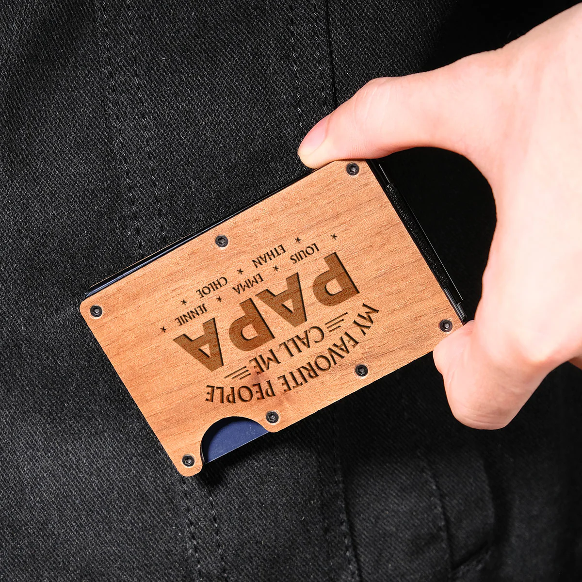 My Favorite People Call Me - Personalized Custom Engraved Wooden Card Holder - Image 5