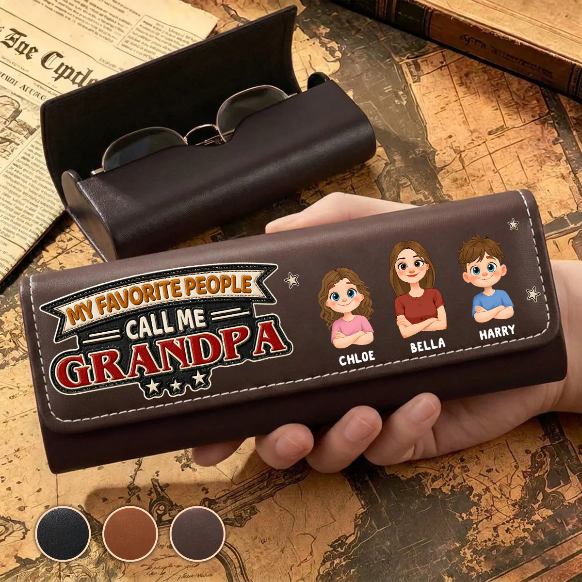My Favorite People Call Me - Personalized Custom Leather Eyeglass Case