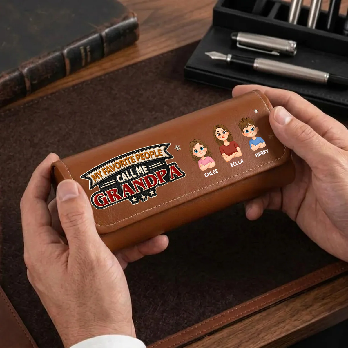 My Favorite People Call Me - Personalized Custom Leather Eyeglass Case - Image 3