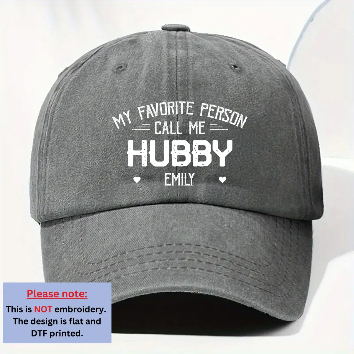 My Favorite Person Call Me Husband - Personalized Custom Vintage Washed Denim Cap - Image 9