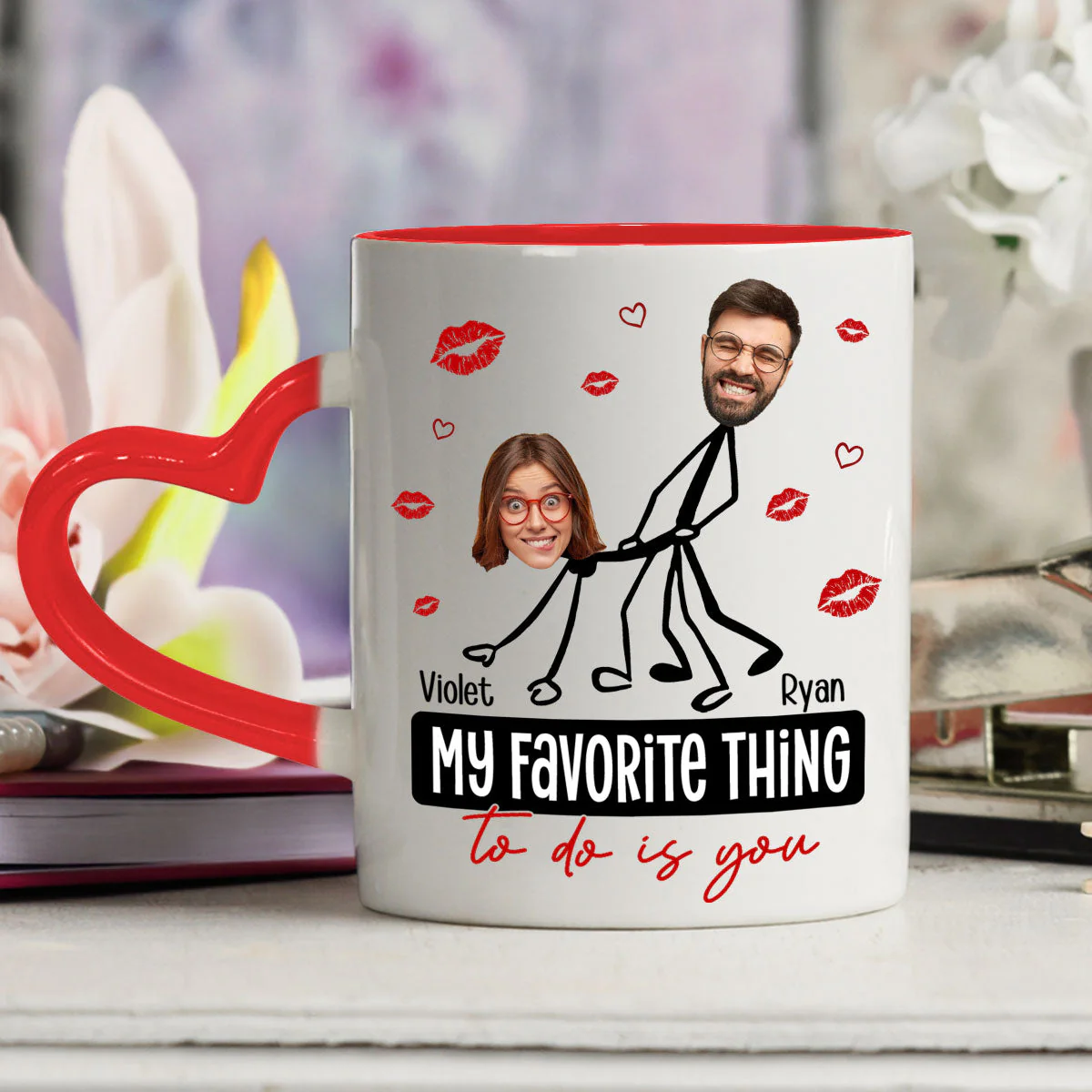 My Favorite - Personalized Custom Heart Handle Mug - Image 2