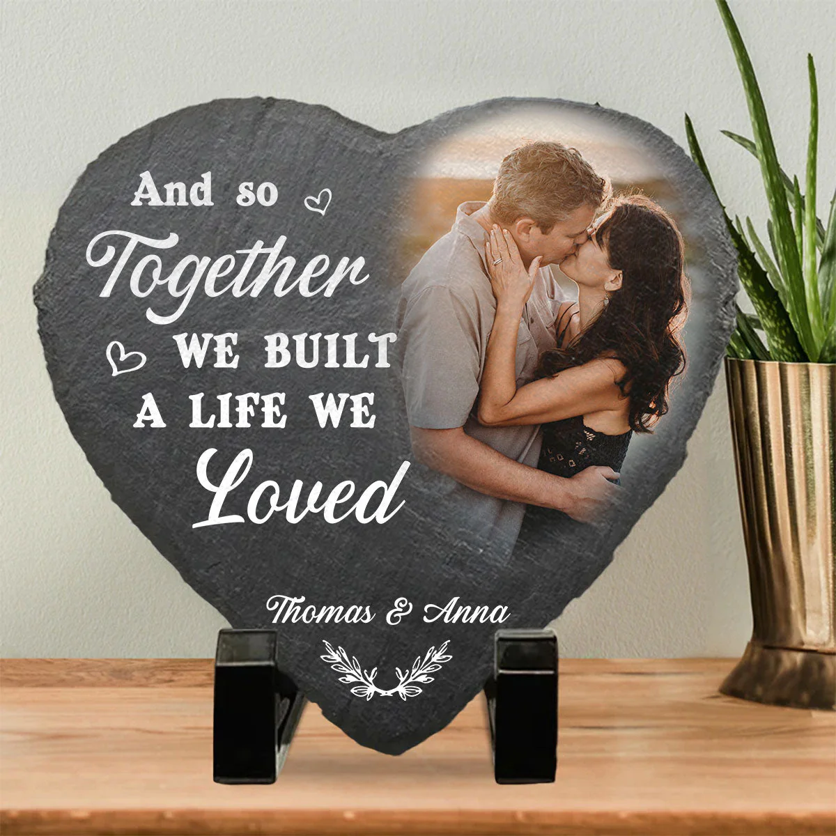 My Favorite Place In All The World Is Next To You - Personalized Custom Heart Shaped Stone - Image 2