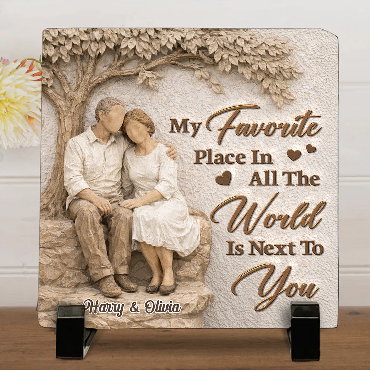 My Favorite Place Of All -  Personalized Custom 3D Effect Square Shaped Stone