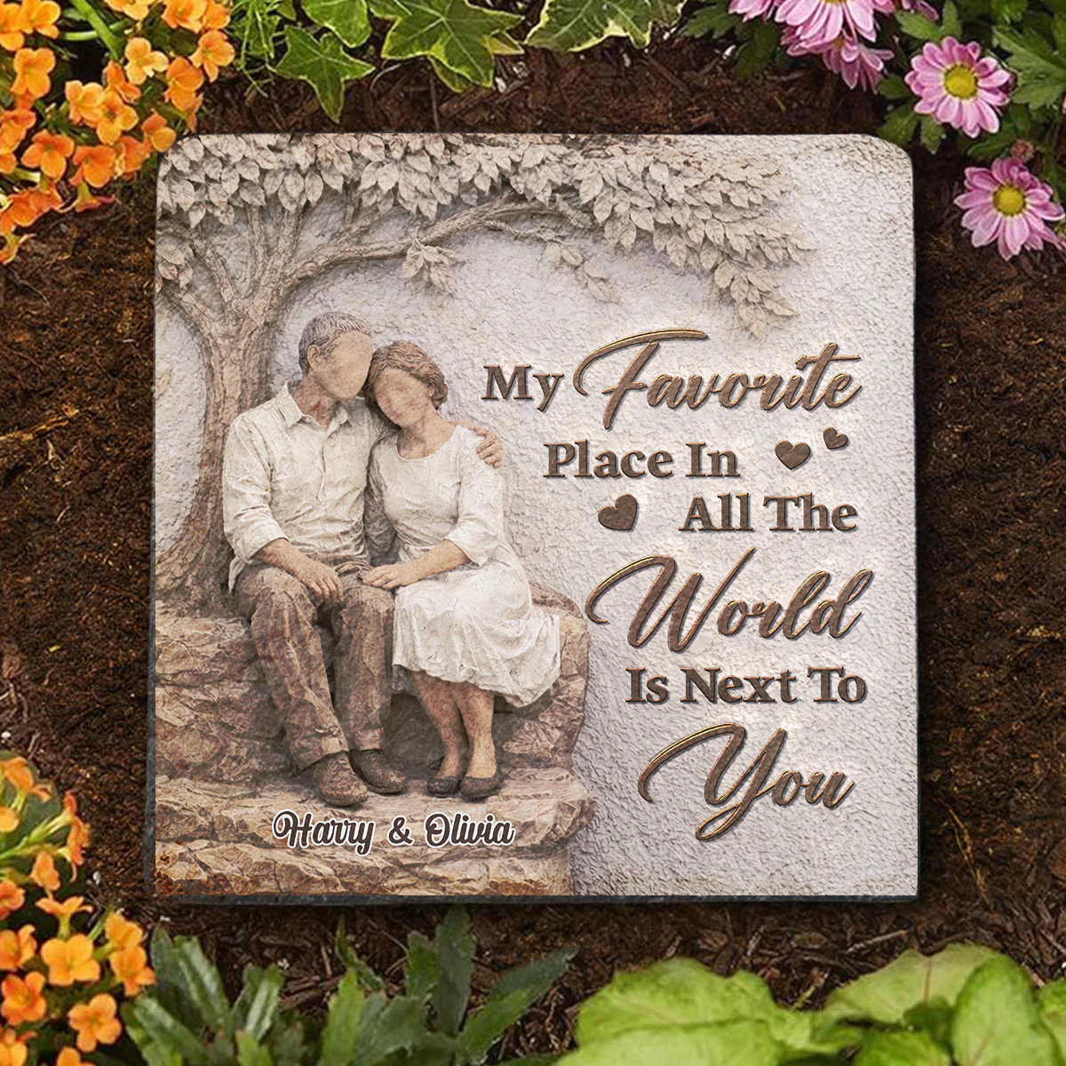 My Favorite Place Of All -  Personalized Custom 3D Effect Square Shaped Stone - Image 2